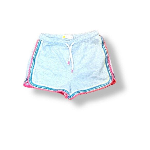 Mini Boden Girls Gray Drawstring Shorts Colorful Embroidered Trim Size 11 YRS - Picture 1 of 11